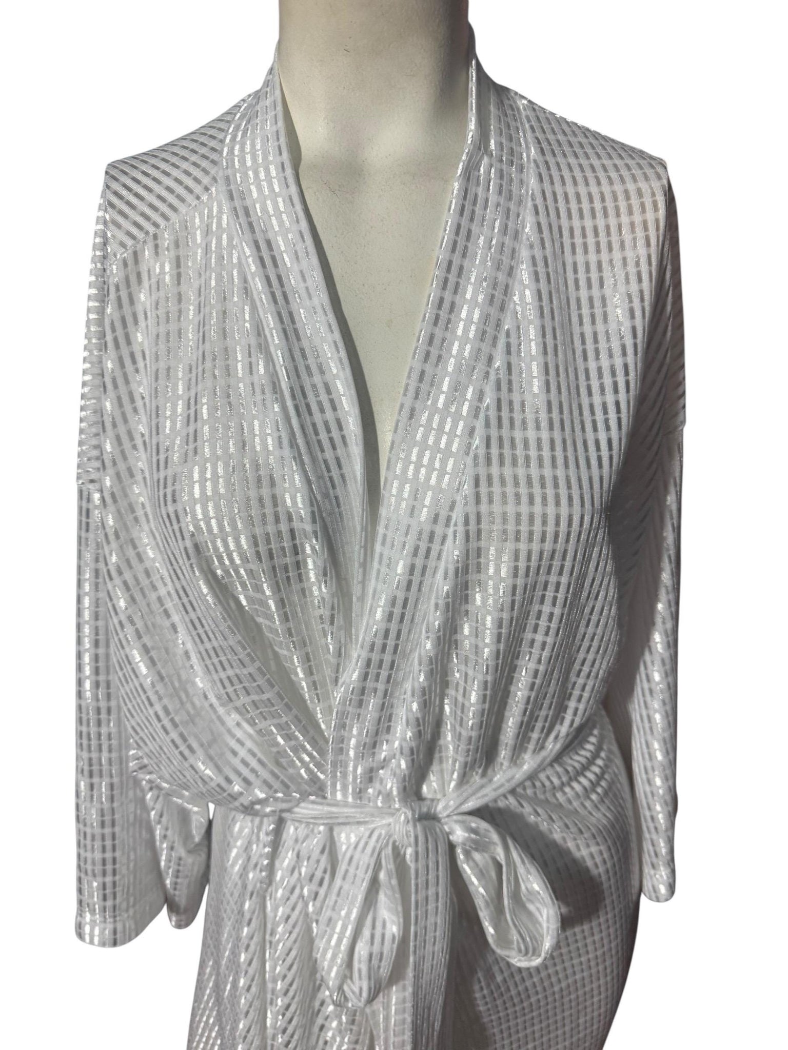 Vintage white stripe robe lingerie Fredericks of Hollywood O/S