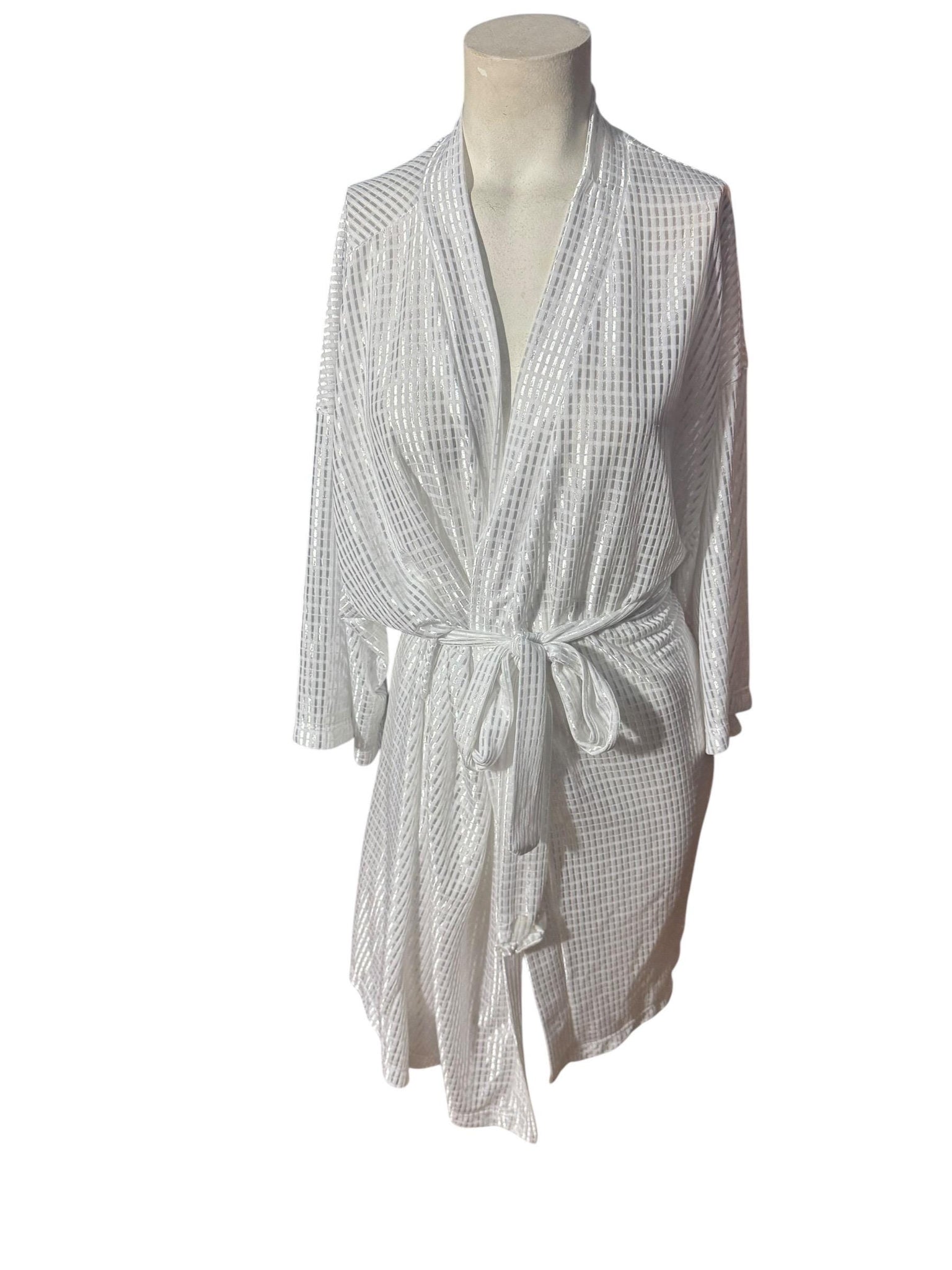 Vintage white stripe robe lingerie Fredericks of Hollywood O/S
