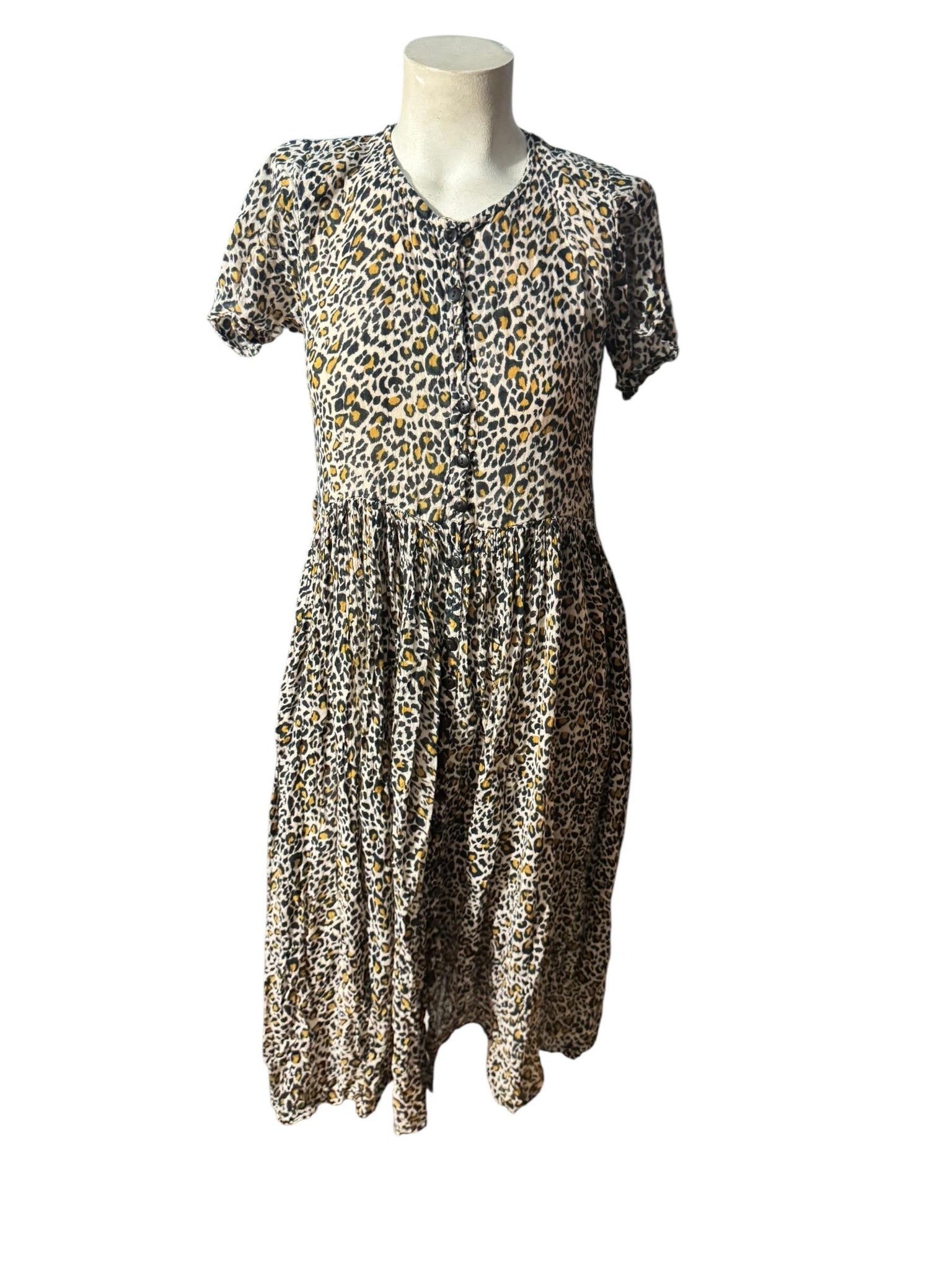 Vintage leopard cotton India dress M