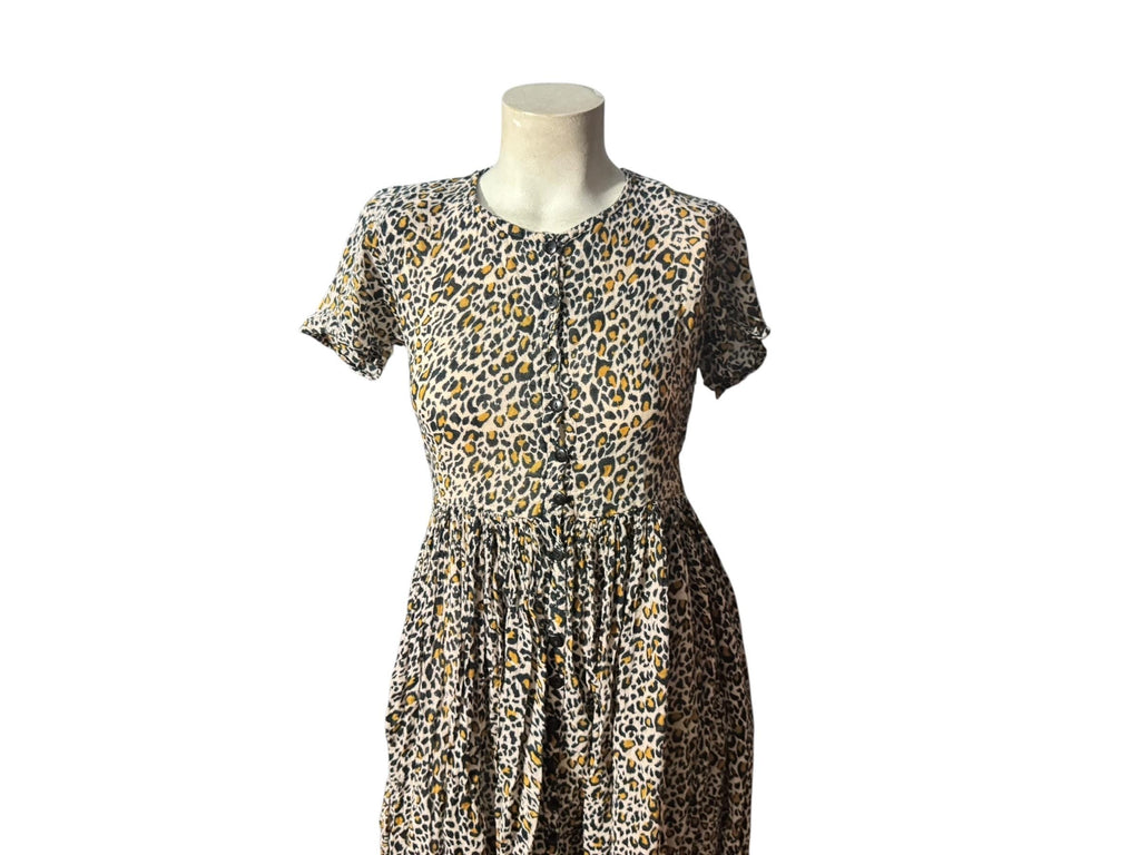 Vintage leopard cotton India dress M