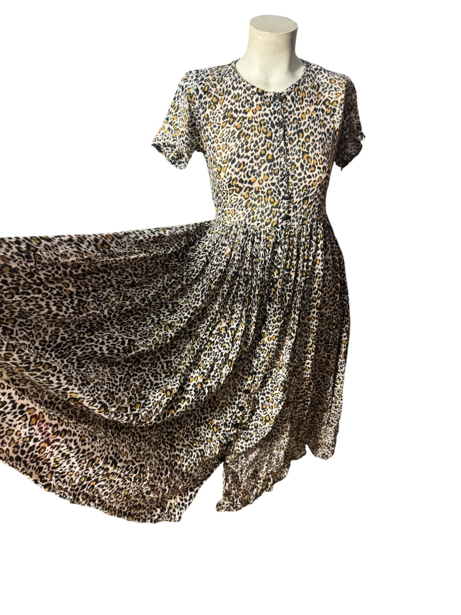 Vintage leopard cotton India dress M
