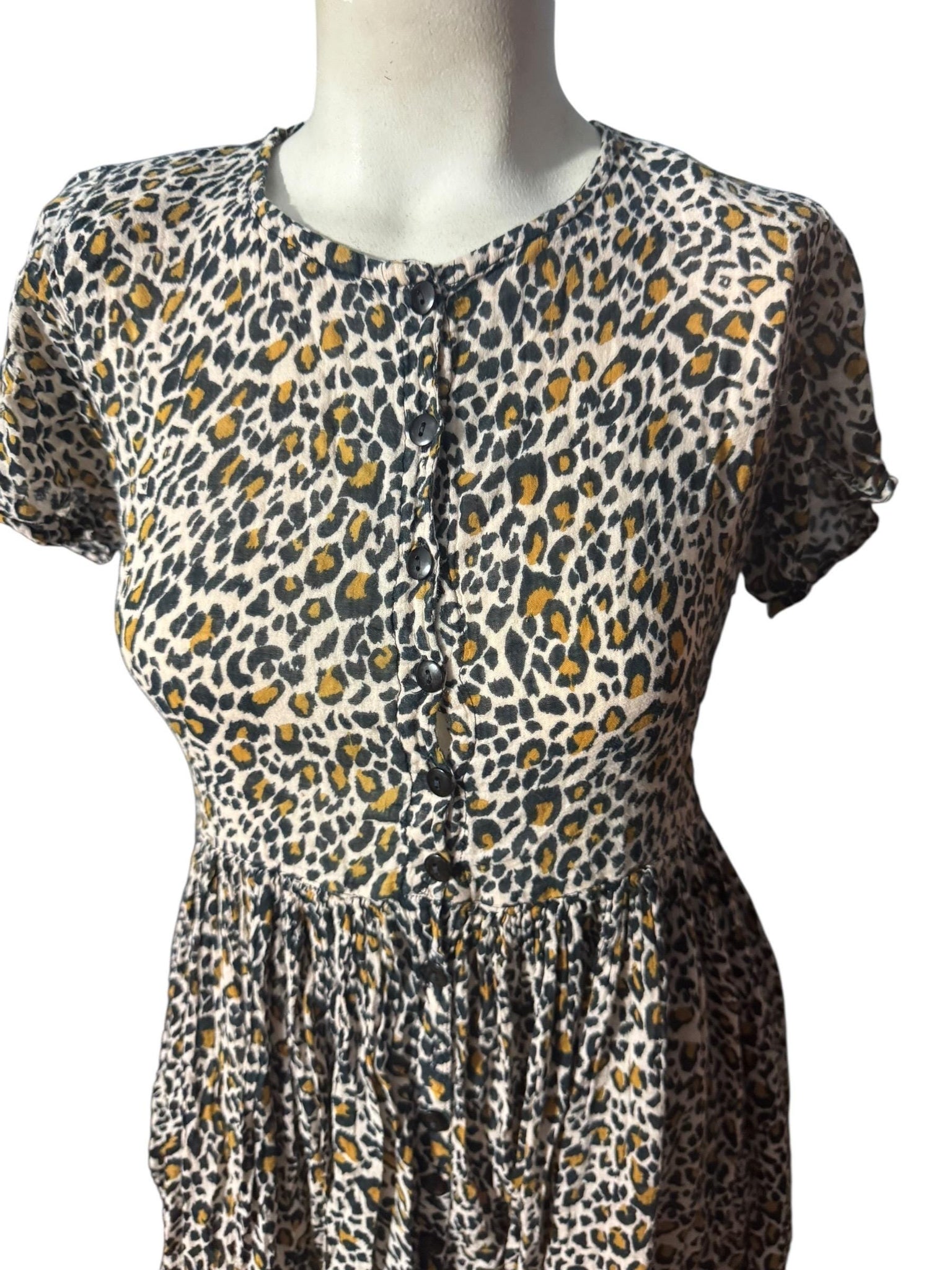 Vintage leopard cotton India dress M