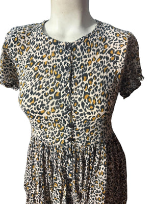 Vintage leopard cotton India dress M