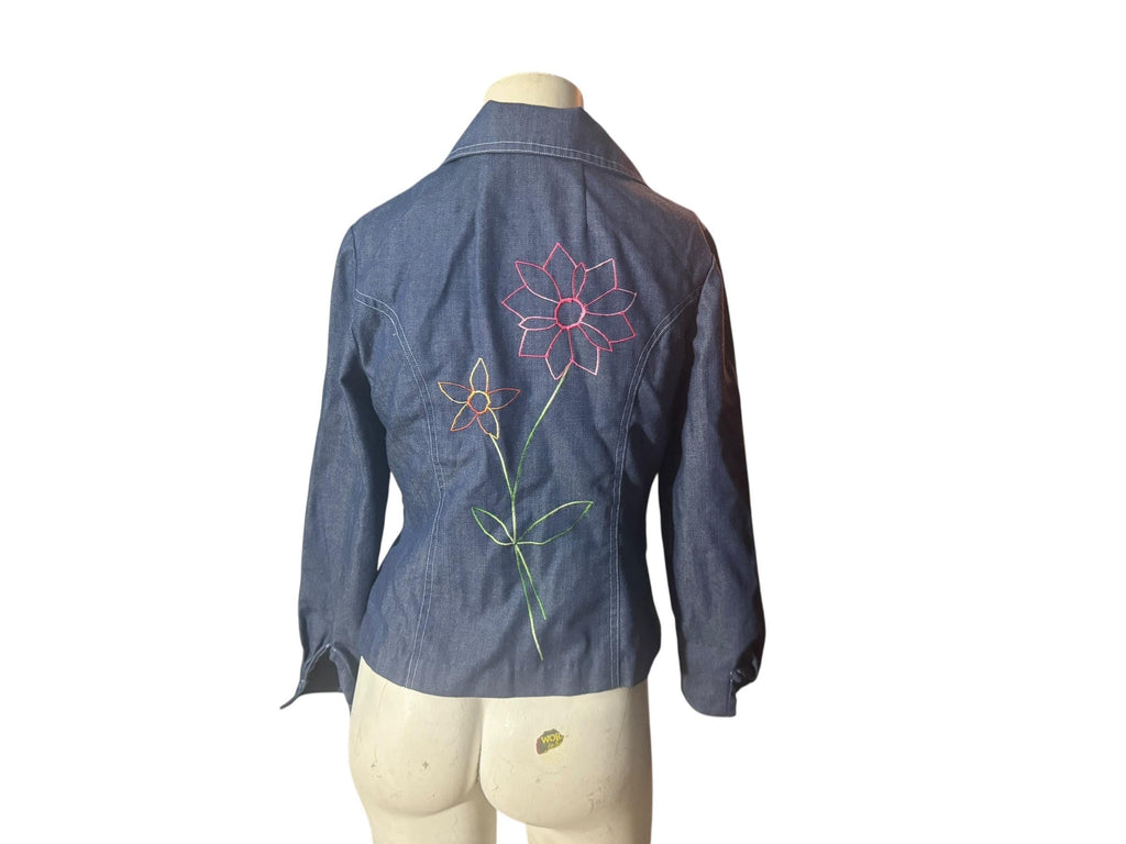 Vintage 70's embroidered jean jacket S