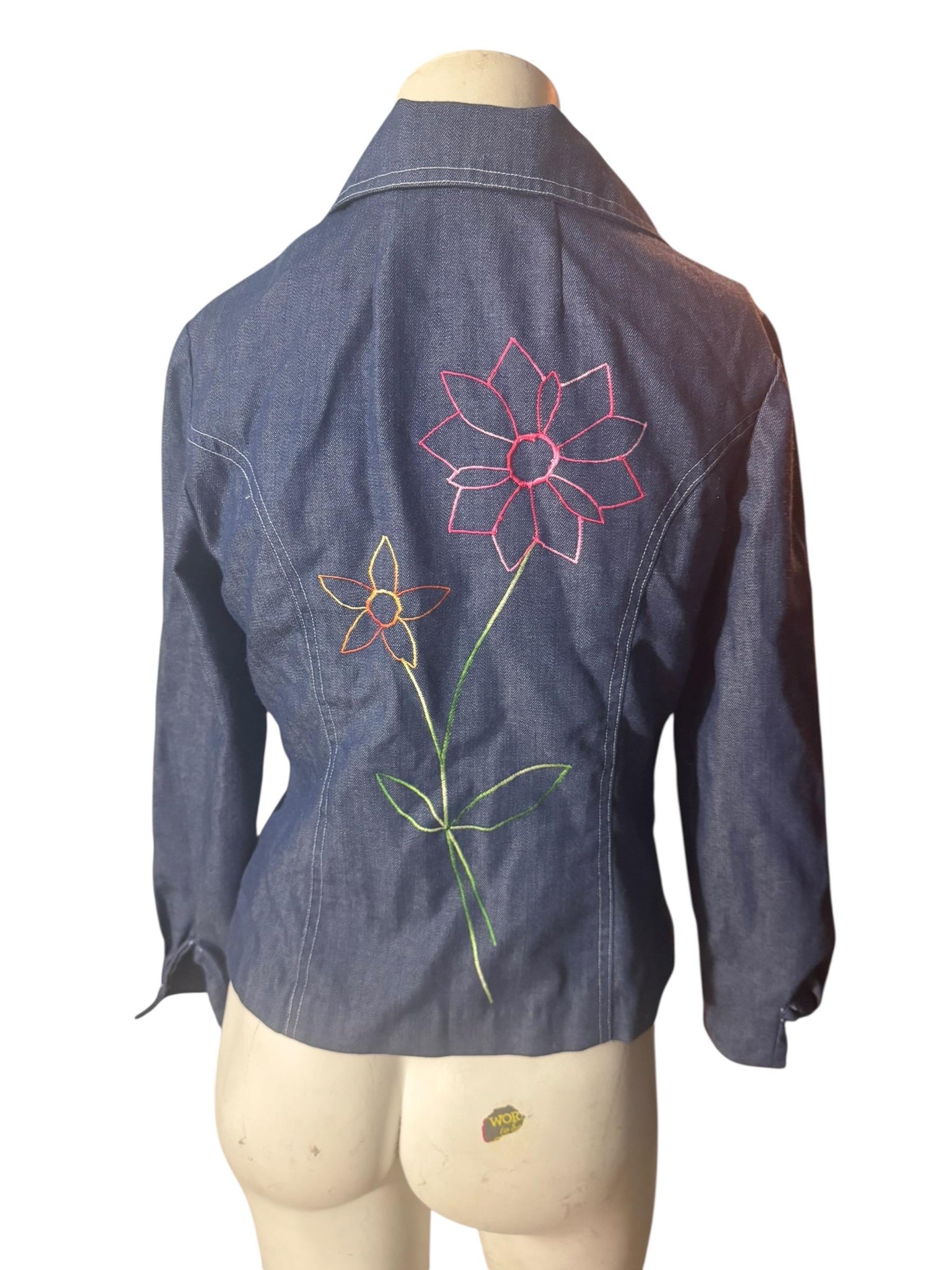 Vintage 70's embroidered jean jacket S
