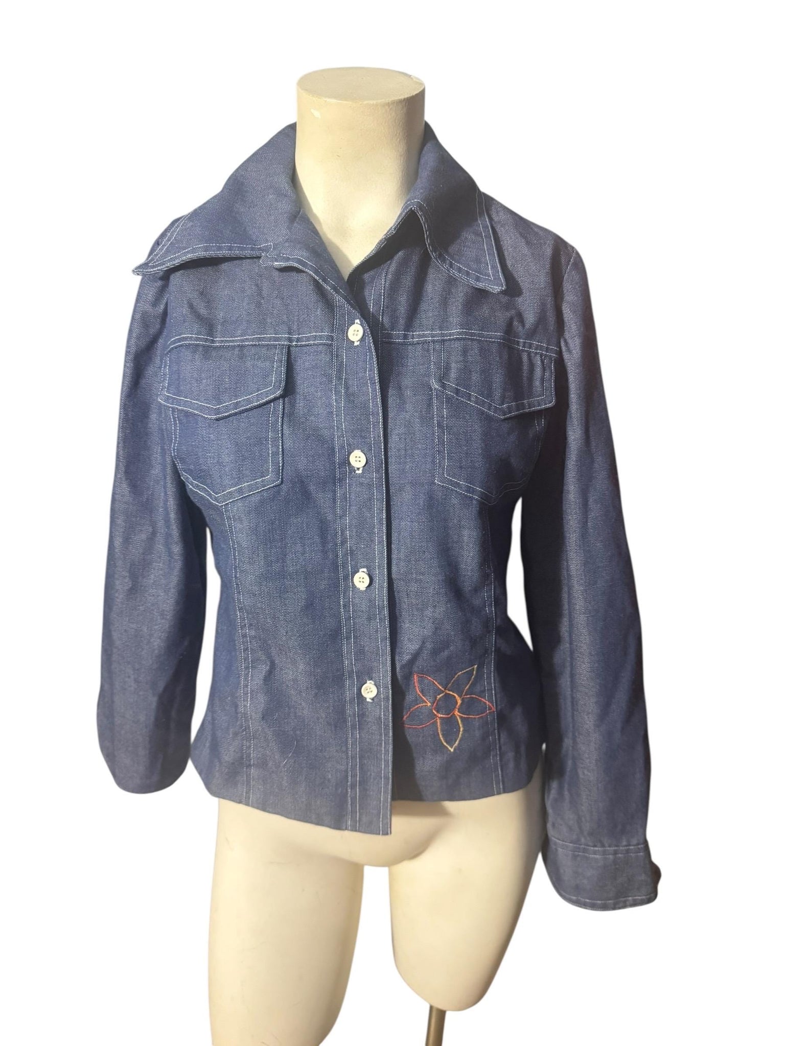 Vintage 70's embroidered jean jacket S