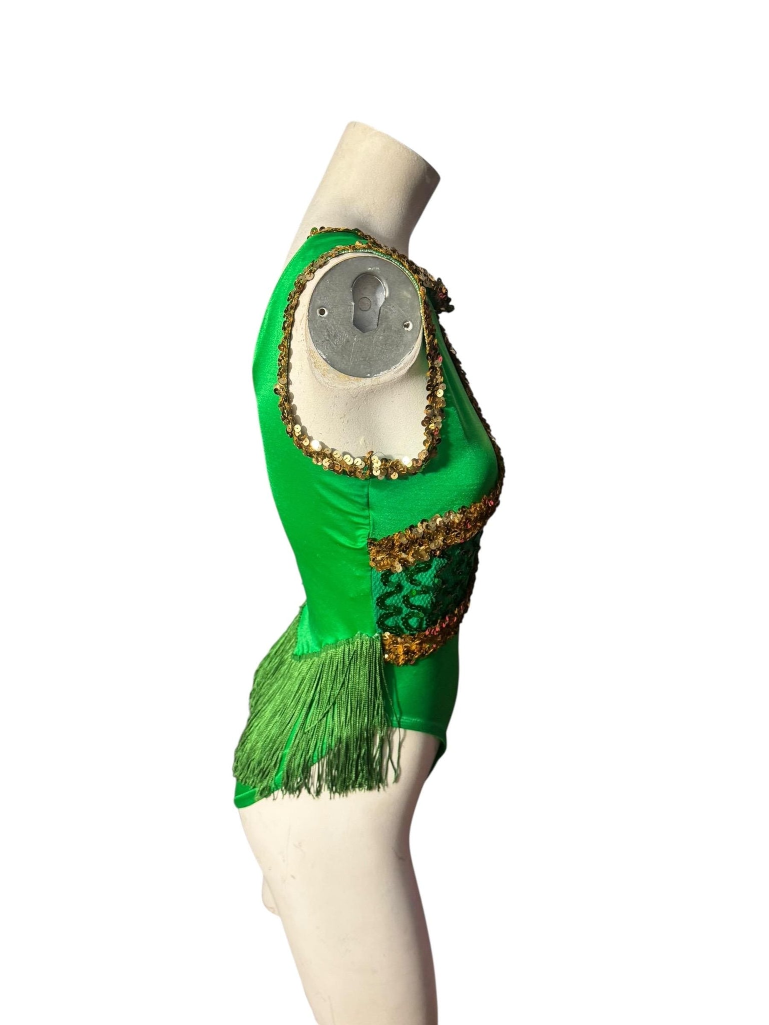 Vintage green sequin leotard bodysuit costume M
