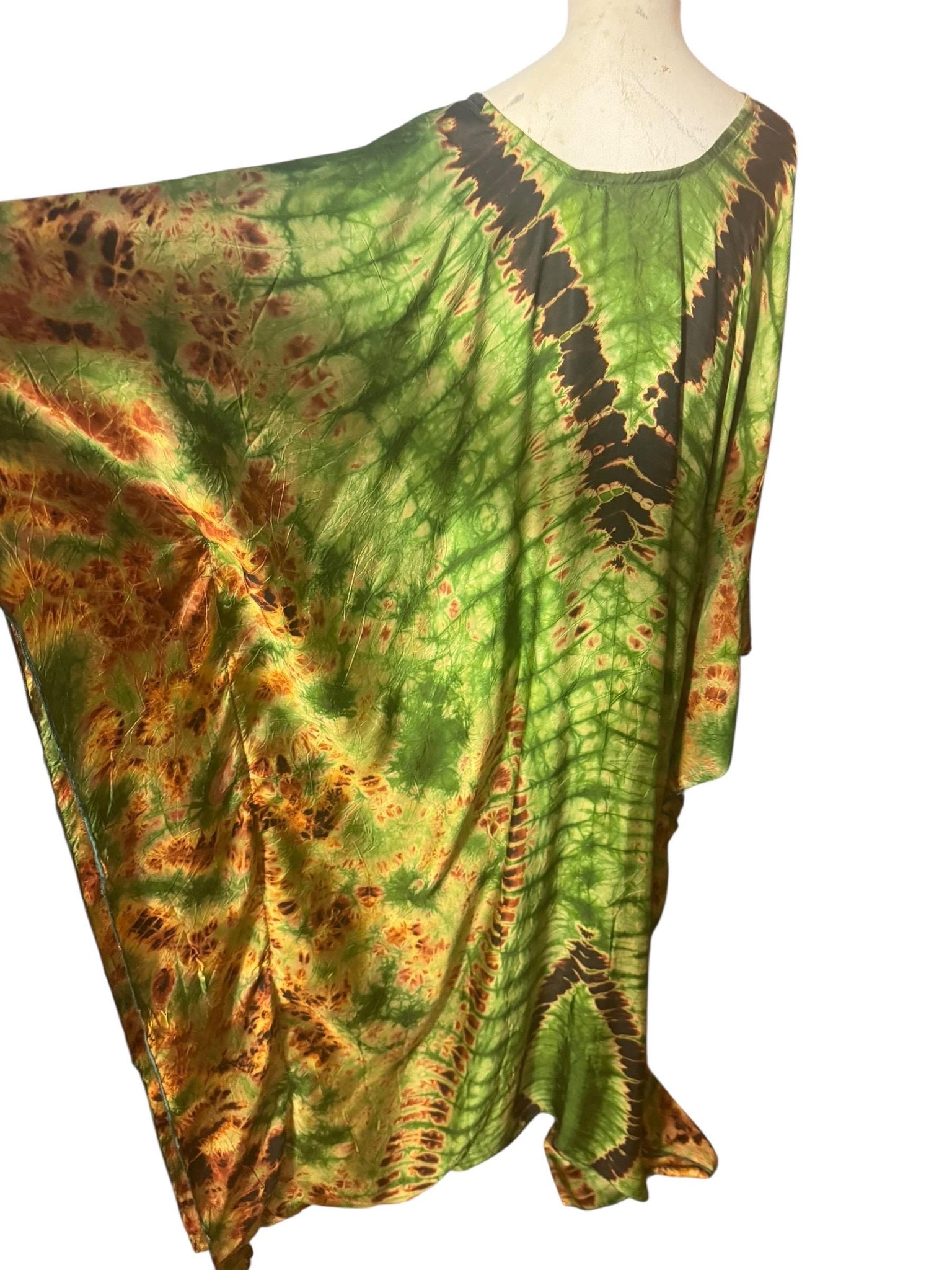 vintage green tie dye caftan L XL