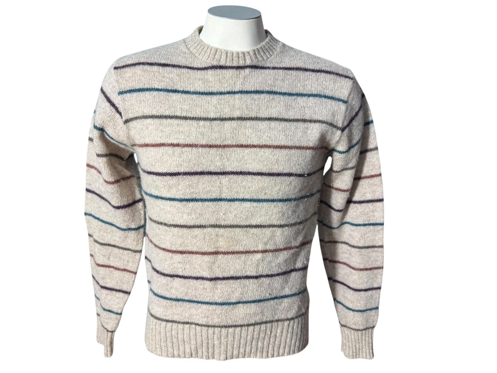 Vintage 70's men's wool tan striped sweater M Jerome