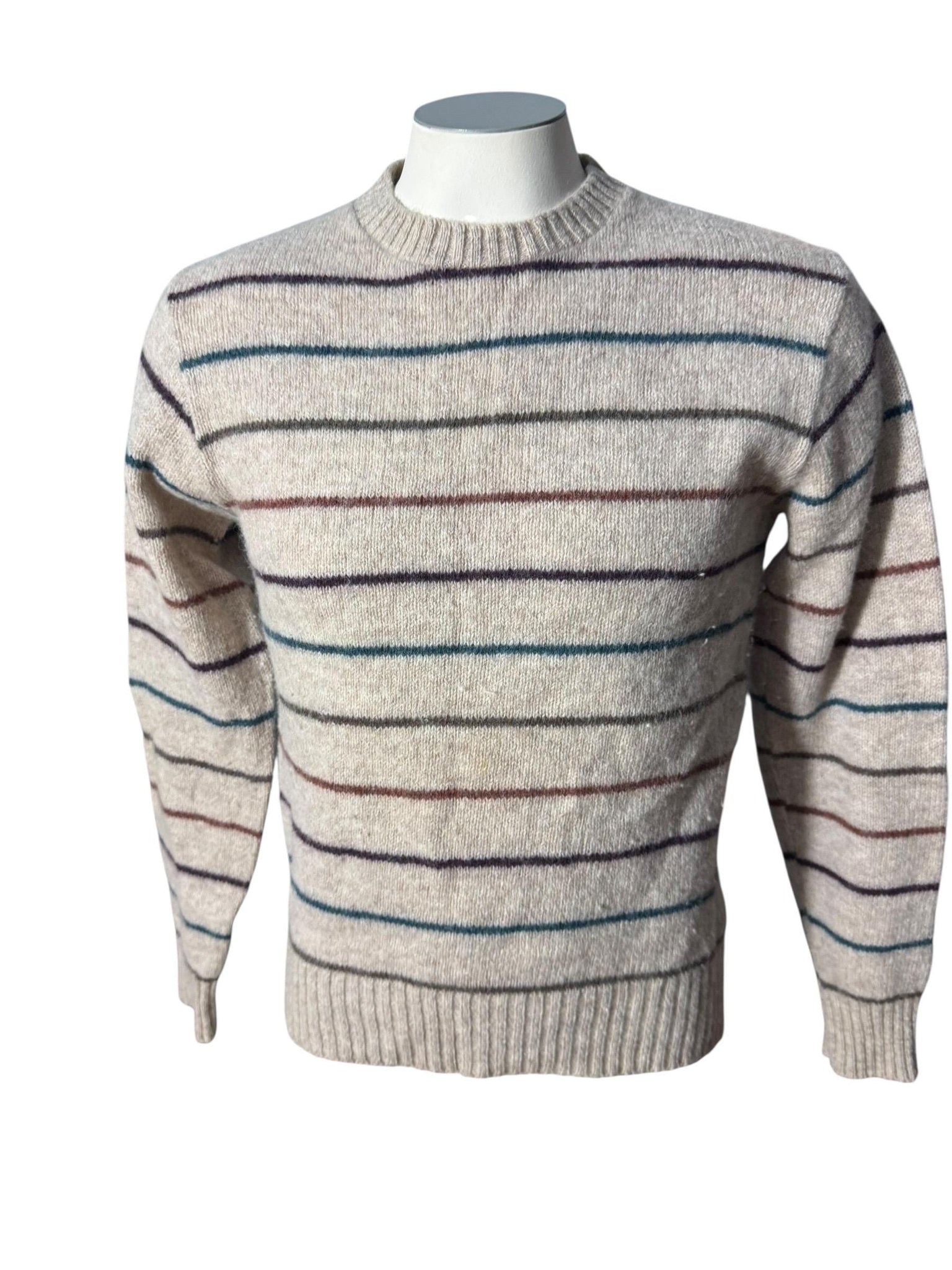 Vintage 70's men's wool tan striped sweater M Jerome