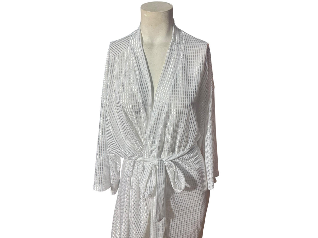 Vintage white stripe robe lingerie Fredericks of Hollywood O/S