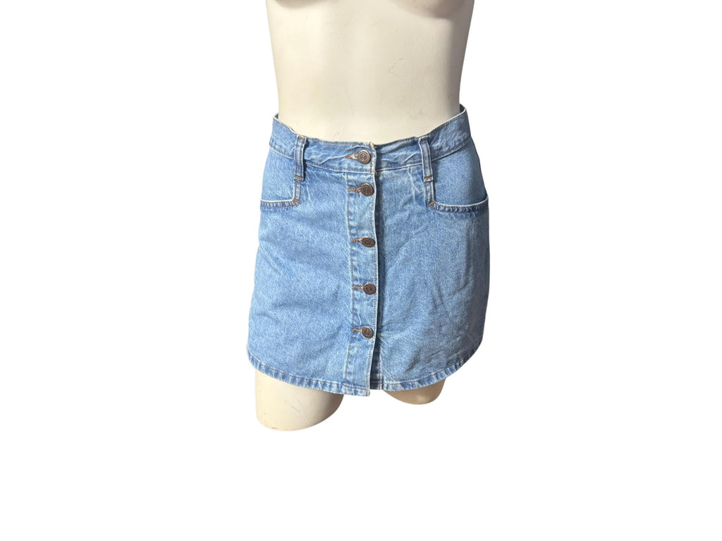 Vintage 80's jean skirt skort S Stone washed 26