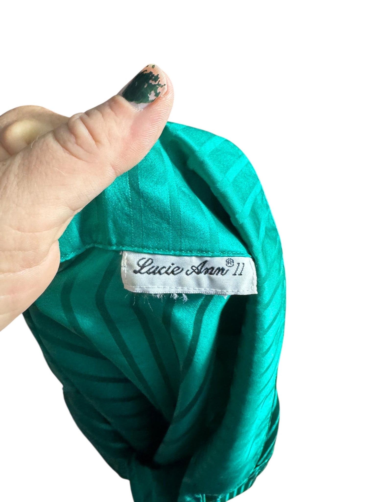 Vintage 80's green Lucie Ann 11 nightgown shirt L