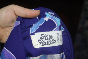 Vintage Bold Blue Flowers Hilo Hattie Hawaiian Shirt XL
